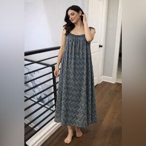 EX VOTO Iris Maxi Sundress Blue Block SZ XS/S Floral Print Sleeveless